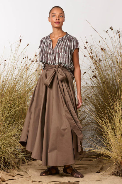 Celebrations Silk Shirt - Blue Brown Retro