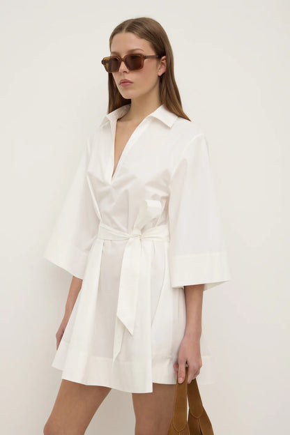 Claire Mini Shirt Dress - White
