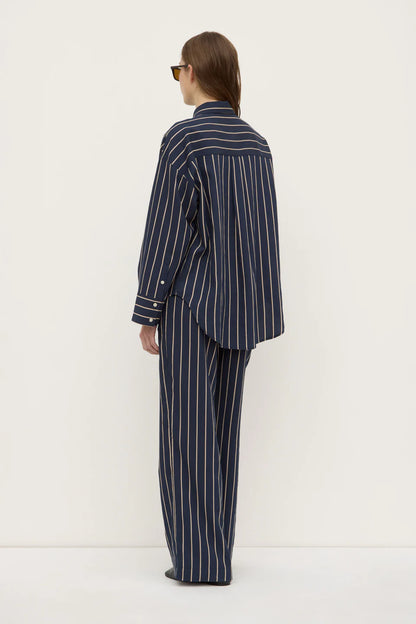 Colleen Stripe LS Shirt - Navy/Tan Stripe