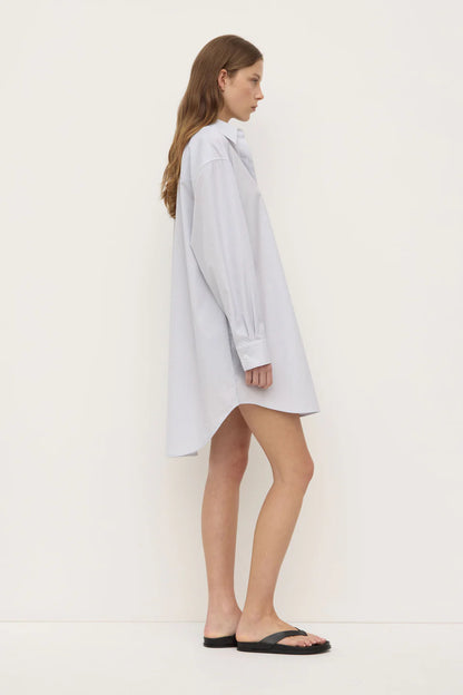 Cora Stripe Shirt Dress - White/Navy Stripe
