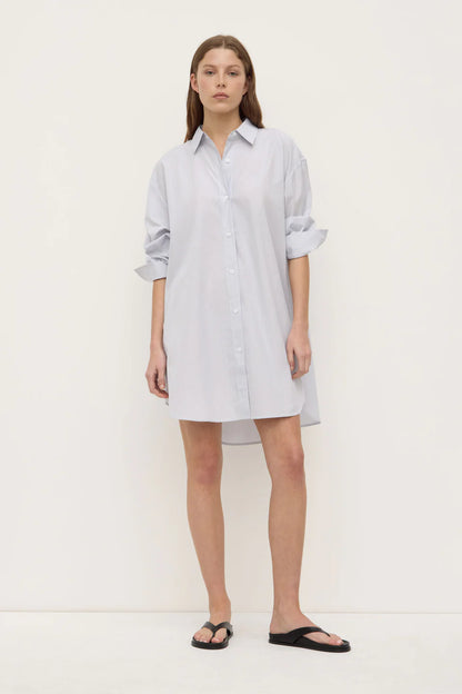Cora Stripe Shirt Dress - White/Navy Stripe