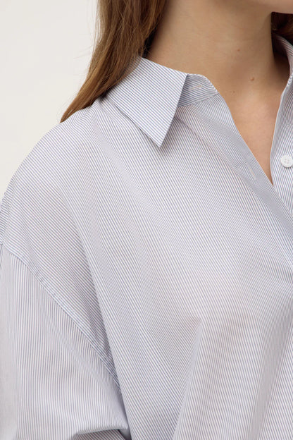 Cora Stripe Shirt Dress - White/Navy Stripe