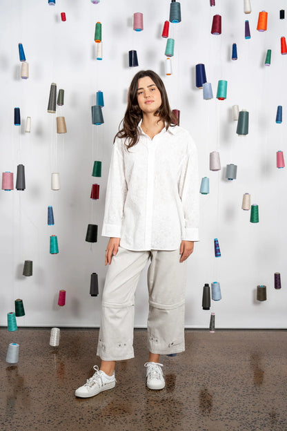 Jarrah Shirt - Embroidered White