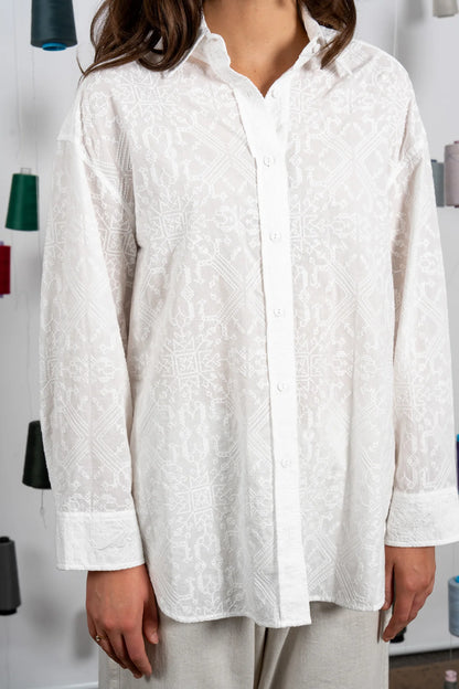 Jarrah Shirt - Embroidered White