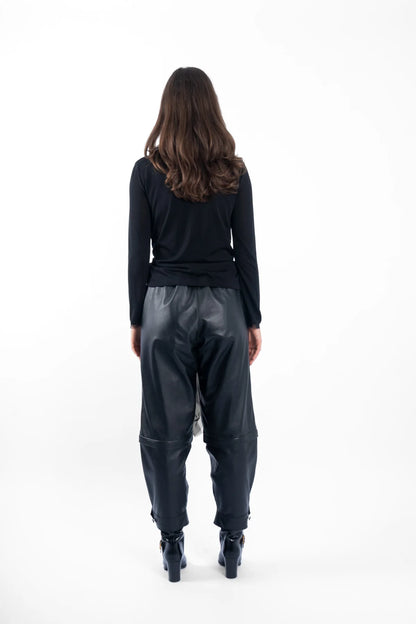 Twisted Silk Wrap Top - Black