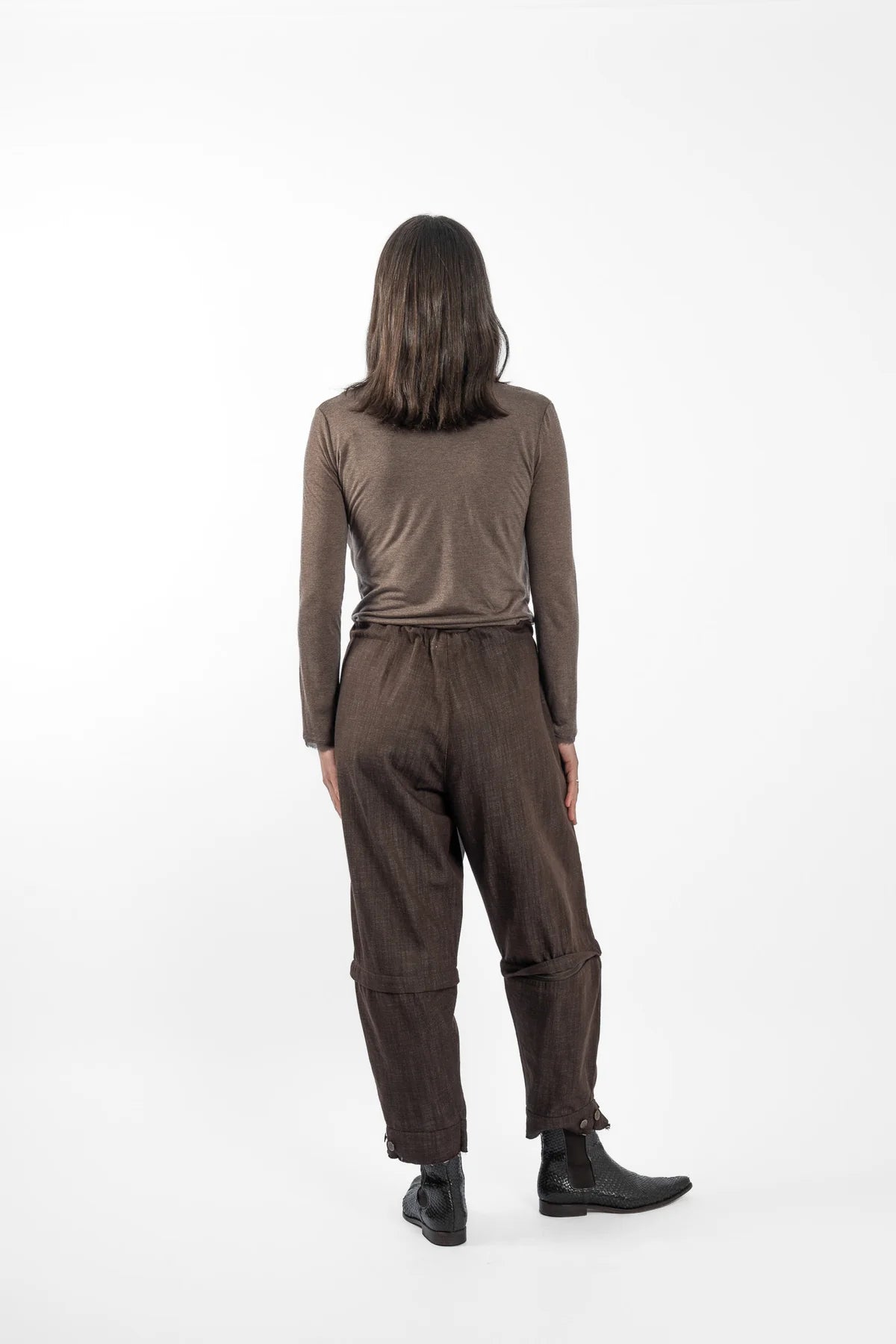 Twisted Silk Wrap Top - Choc Mousse