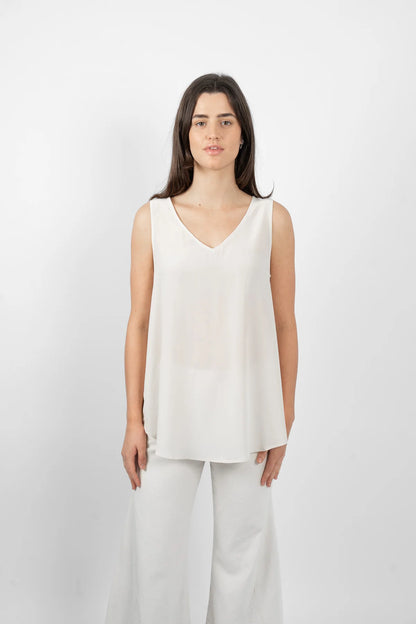 Gillie Silk Singlet - New Cream
