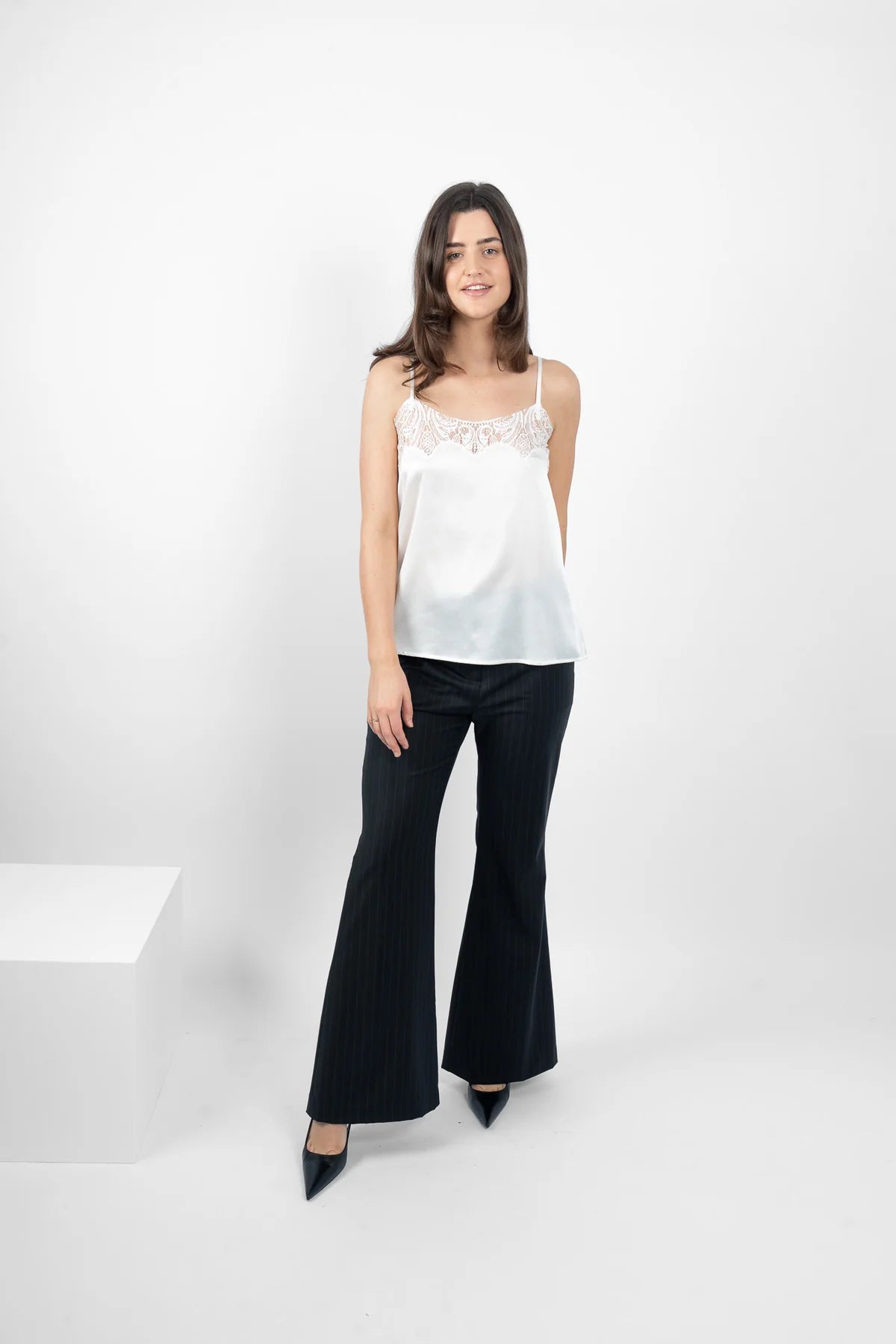 Tambourine Silk Cami - White