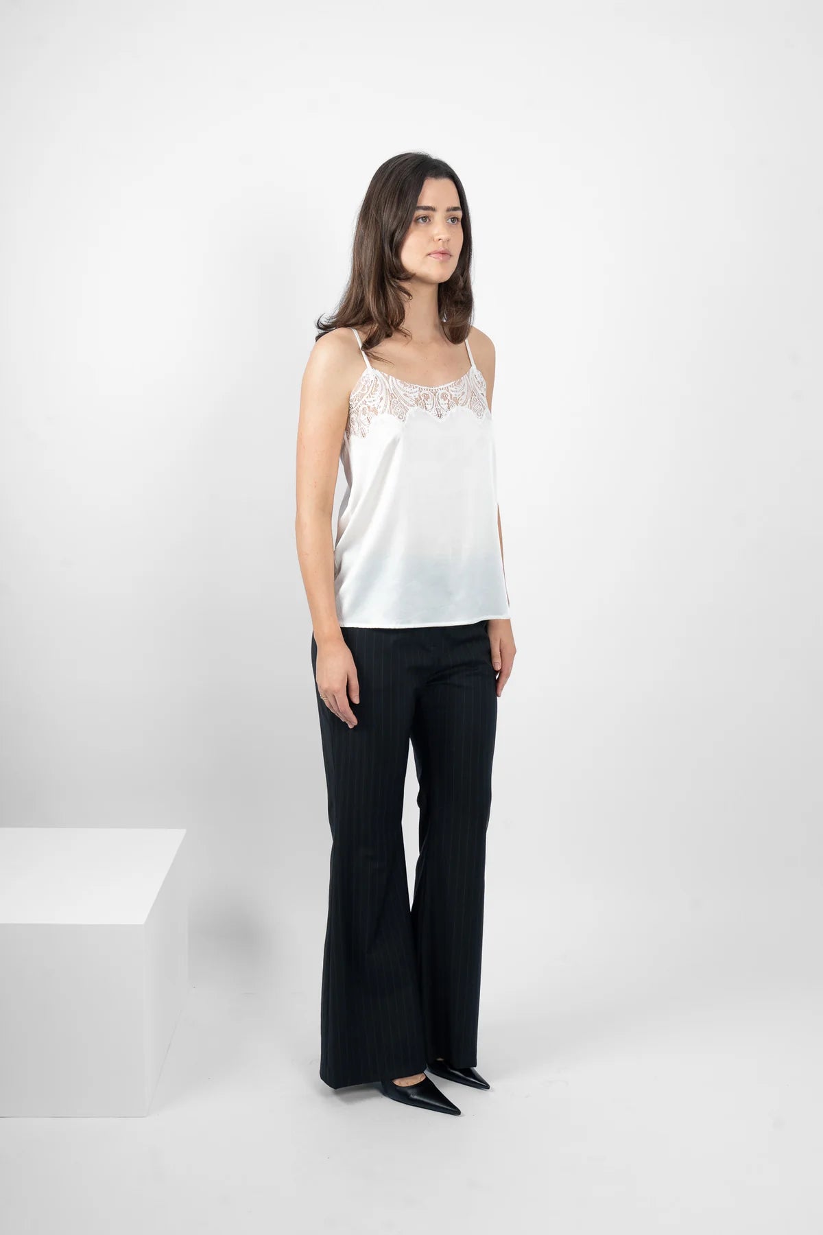 Tambourine Silk Cami - White