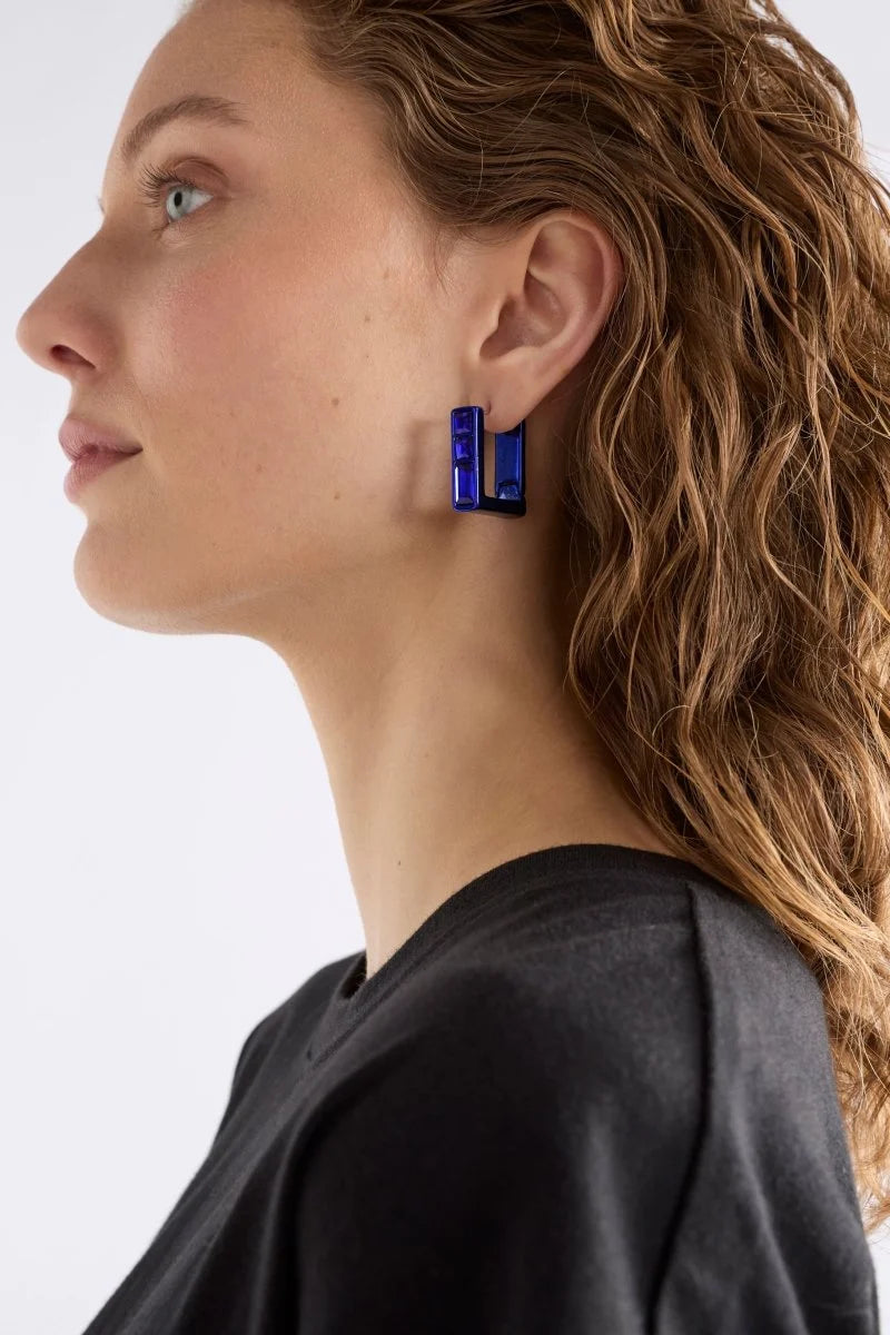 Jilsa Small Hoop Earring - Navy