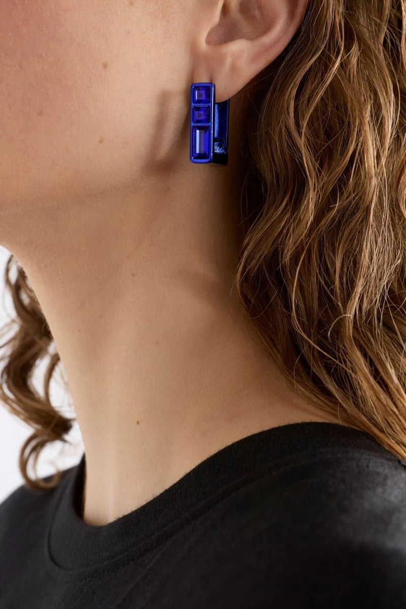 Jilsa Small Hoop Earring - Navy
