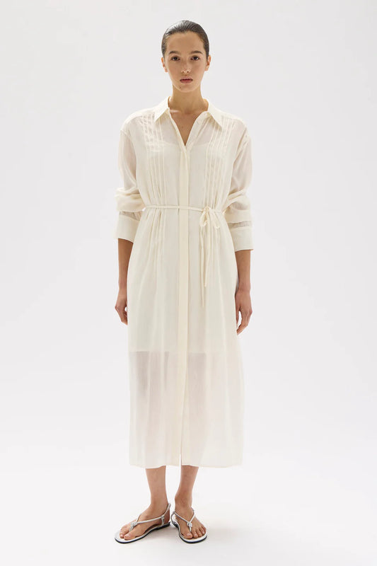 Harper Linen Silk Maxi Dress - Cream