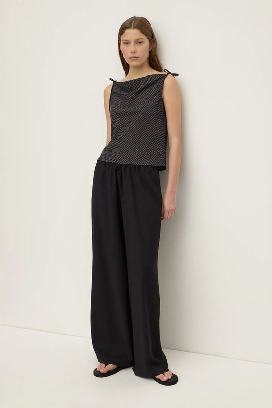 Iris Check Top - True Navy