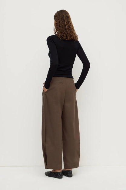 Jasmine Cotton Adjustable Barrel Leg Pant - Military