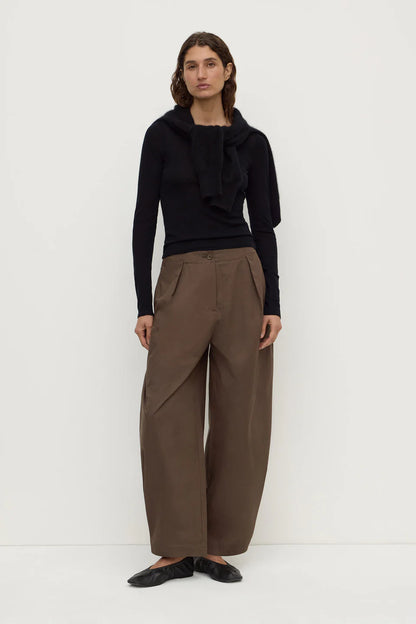 Jasmine Cotton Adjustable Barrel Leg Pant - Military