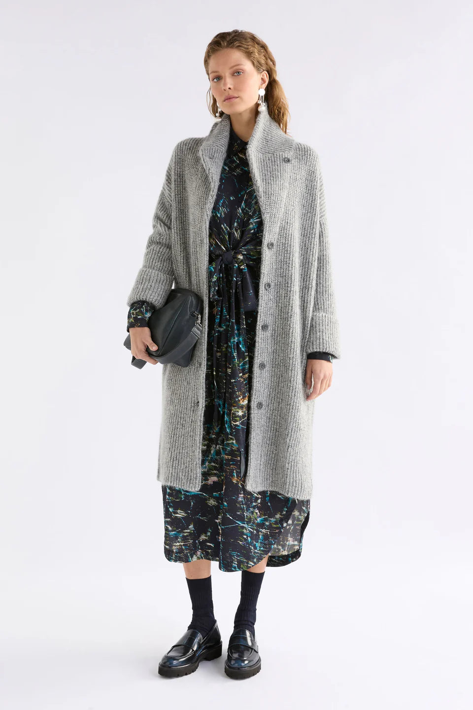 Aleph Longline Cardi - Mid Grey Melange