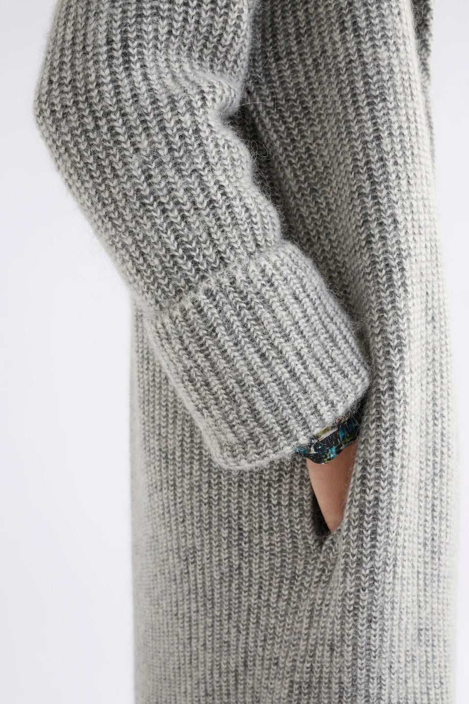 Aleph Longline Cardi - Mid Grey Melange