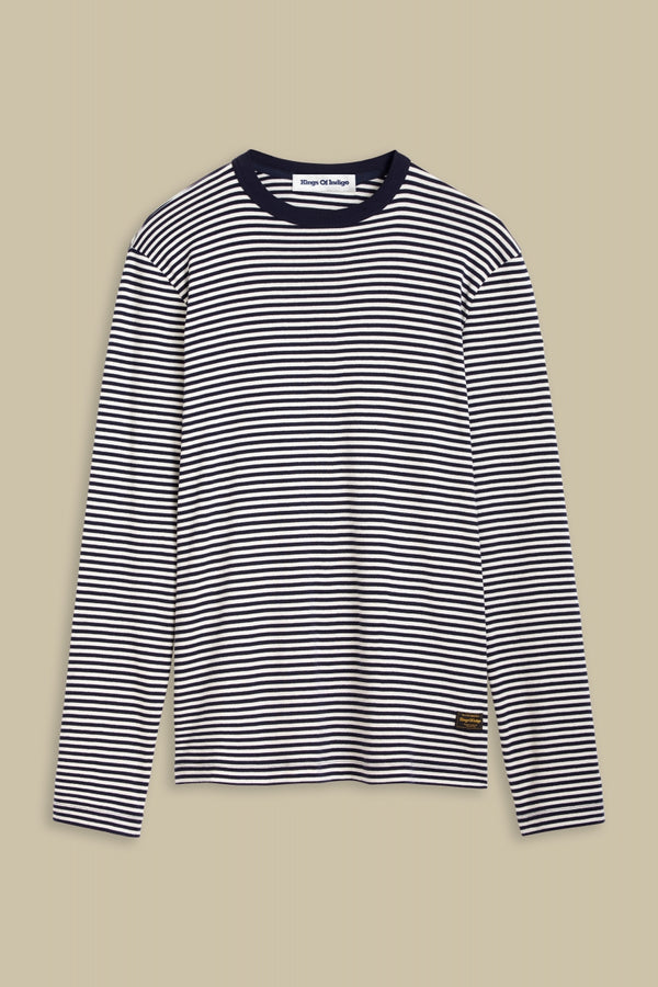 Nezer LS T-Shirt - Fine Stripe Navy