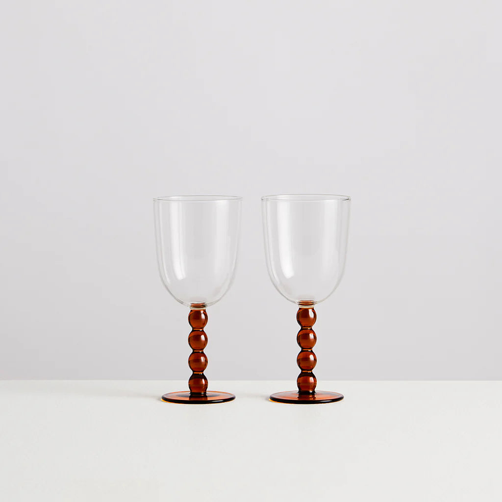 Volute Wine Glasses Set x 2 - Amber/Clear