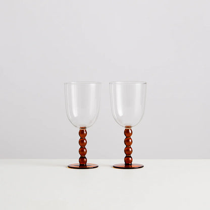 Volute Wine Glasses Set x 2 - Amber/Clear