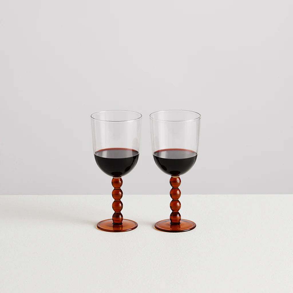 Volute Wine Glasses Set x 2 - Amber/Clear