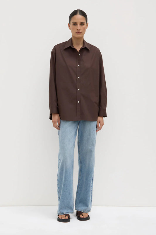 Marigold Poplin LS Shirt - Ganache