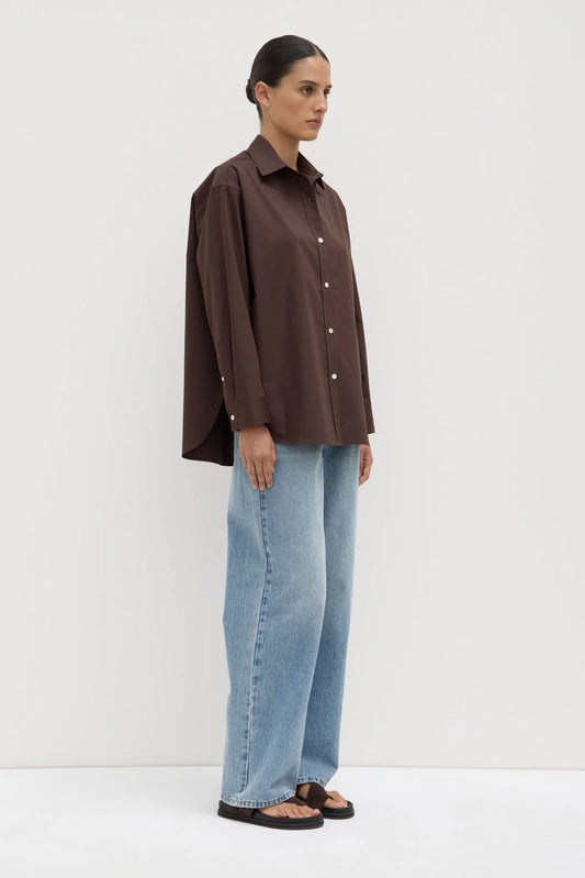 Marigold Poplin LS Shirt - Ganache