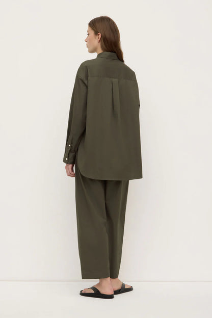 Marigold Poplin LS Shirt - Moss