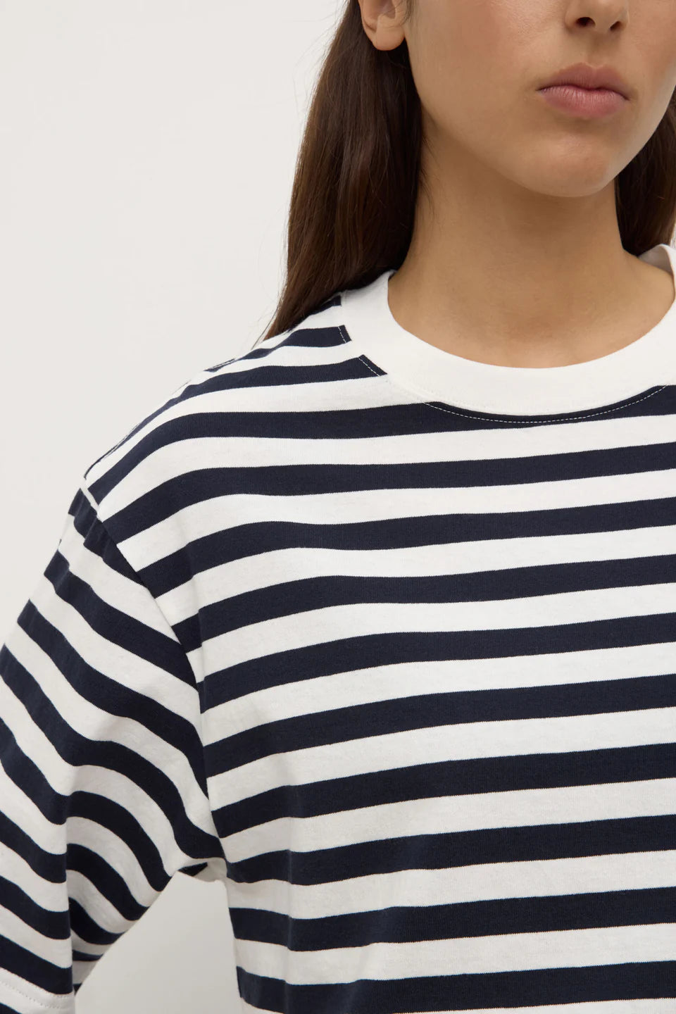 Monte Stripe Cotton Tee - True Navy/White Stripe