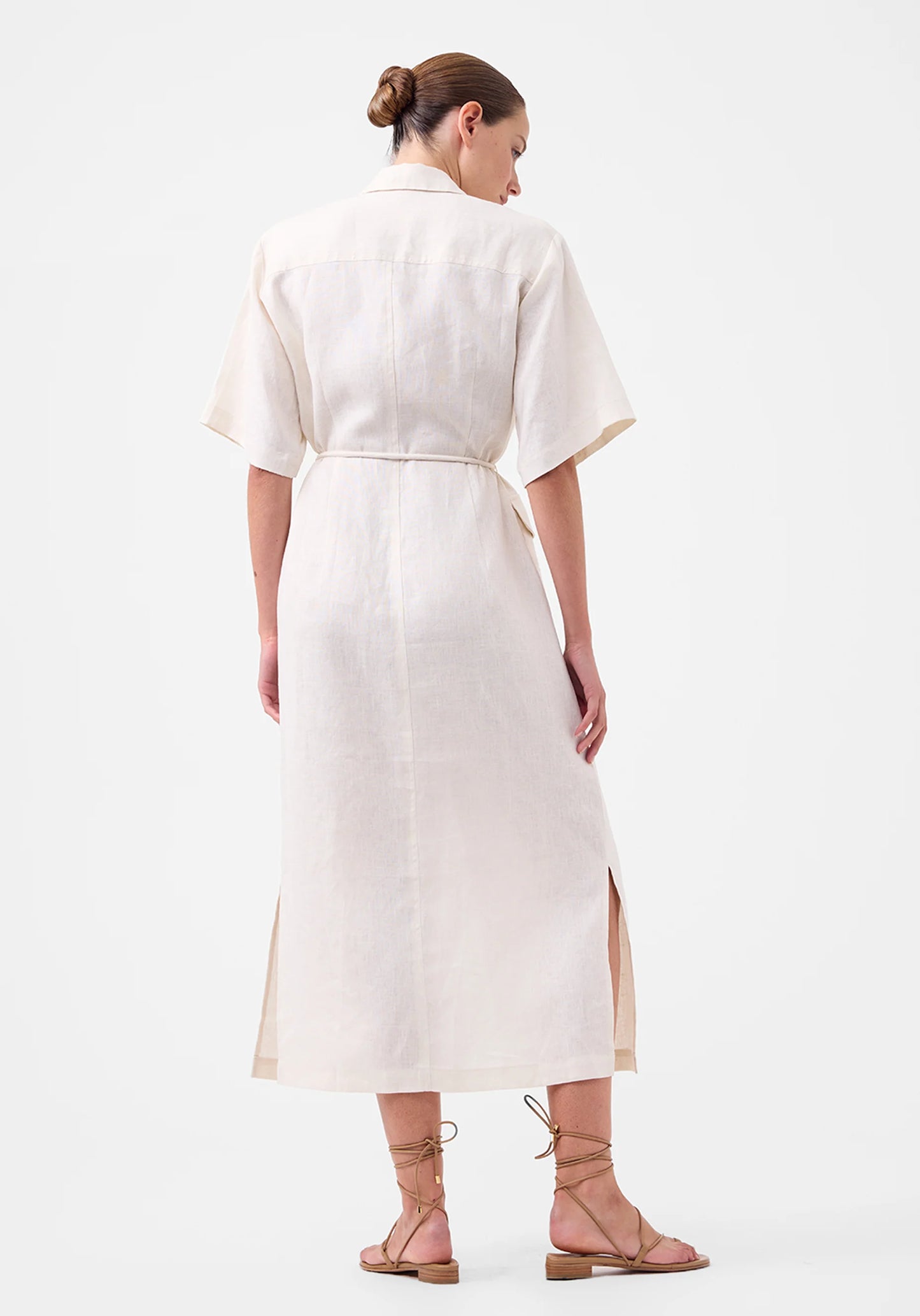 Avaline Linen Shirt Dress - Ecru