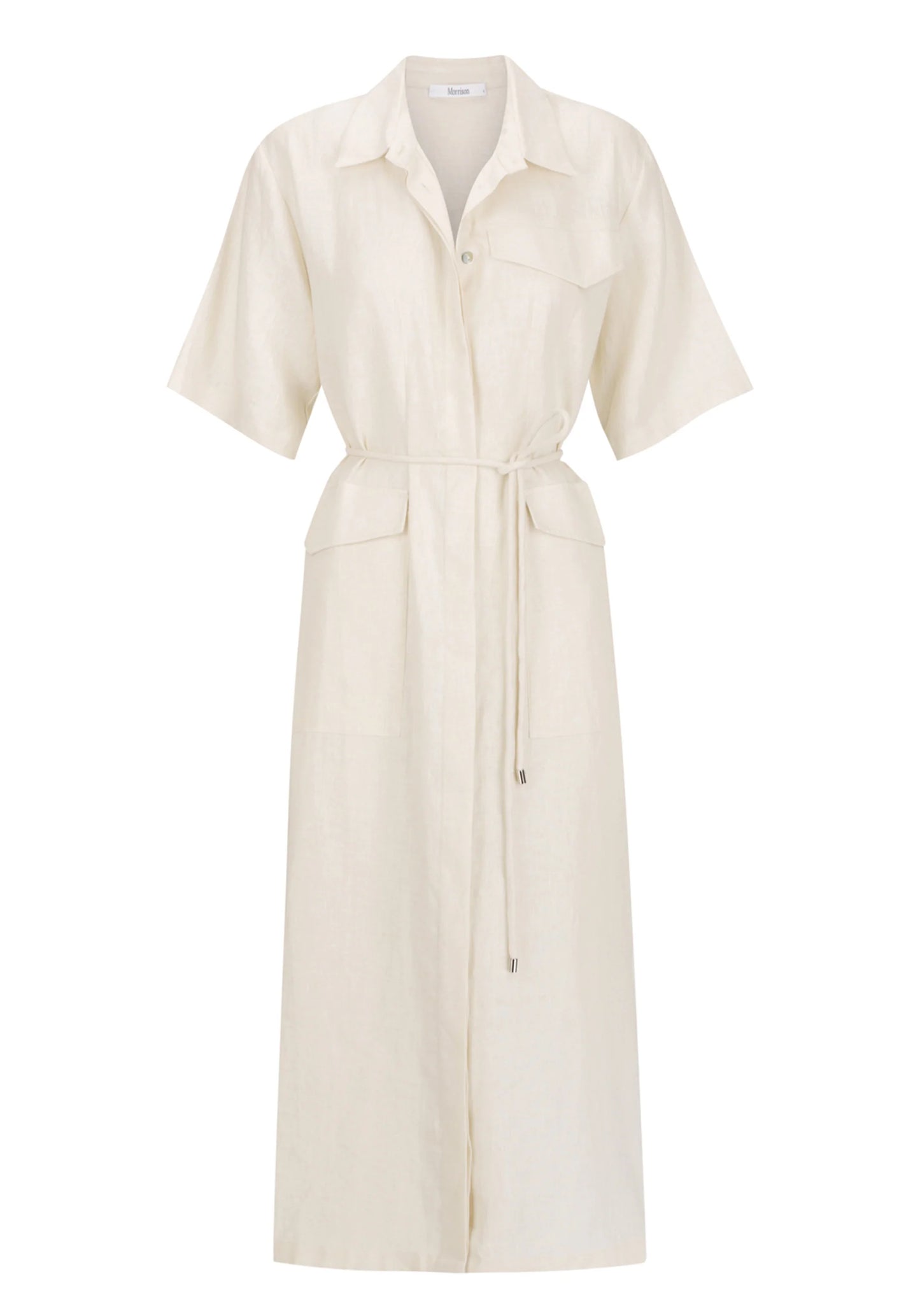 Avaline Linen Shirt Dress - Ecru