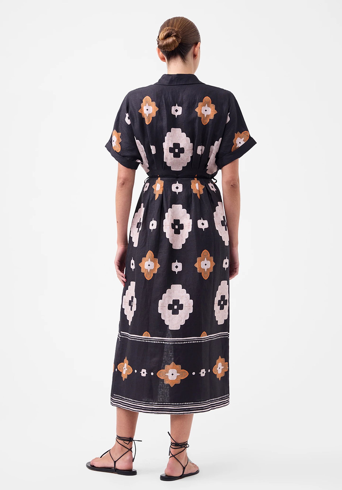 Navi Linen Shirt Dress - Print