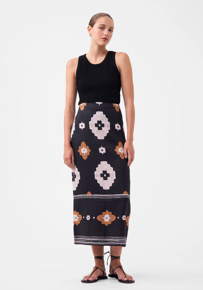 Navi Linen Skirt - Print