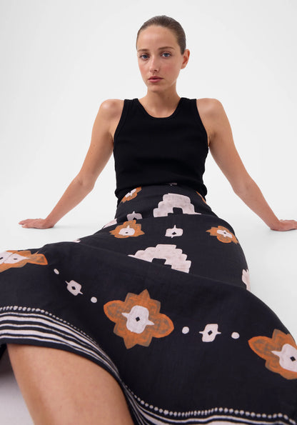 Navi Linen Skirt - Print