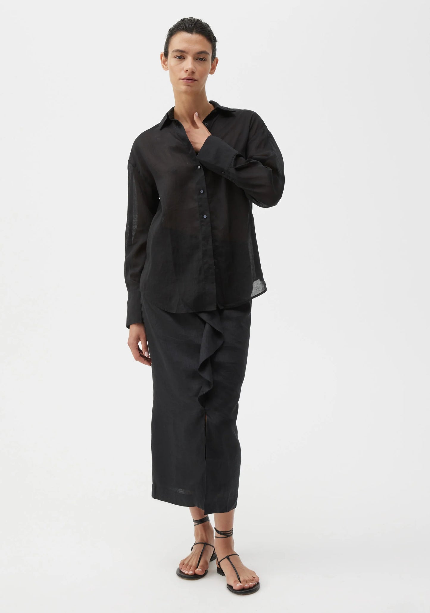 Savasi Linen Shirt - Black