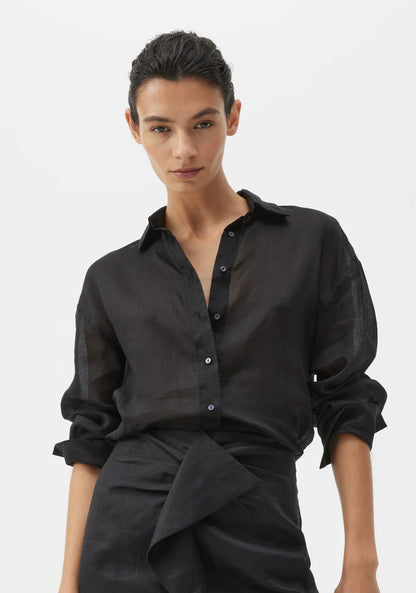 Savasi Linen Shirt - Black