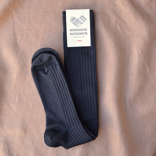 Nishiguchi: Praha Merino Wool High Sock - Slate Grey