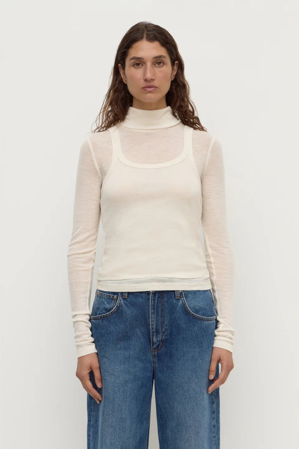 Nora Merino Wool Layered Turtleneck - Snow
