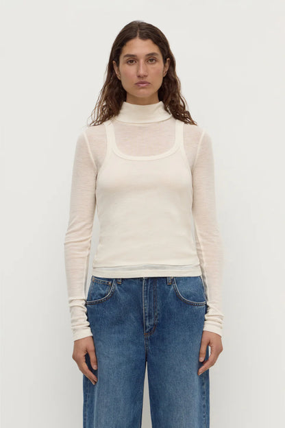 Nora Merino Wool Layered Turtleneck - Snow