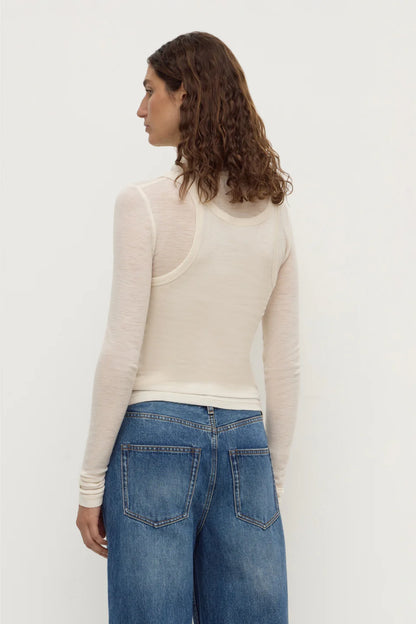 Nora Merino Wool Layered Turtleneck - Snow