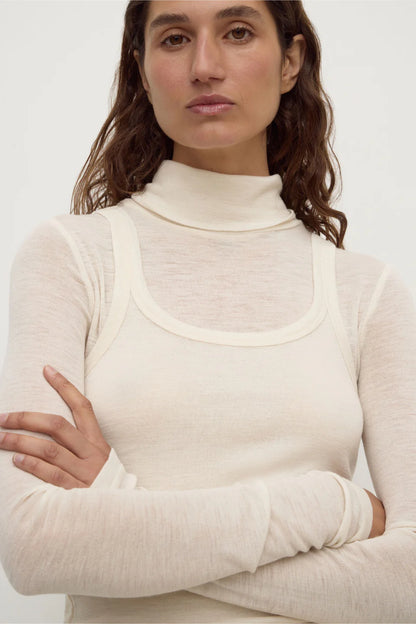 Nora Merino Wool Layered Turtleneck - Snow