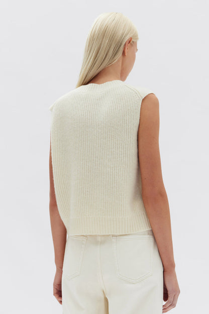 Nova Wool Knit Vest -Cream