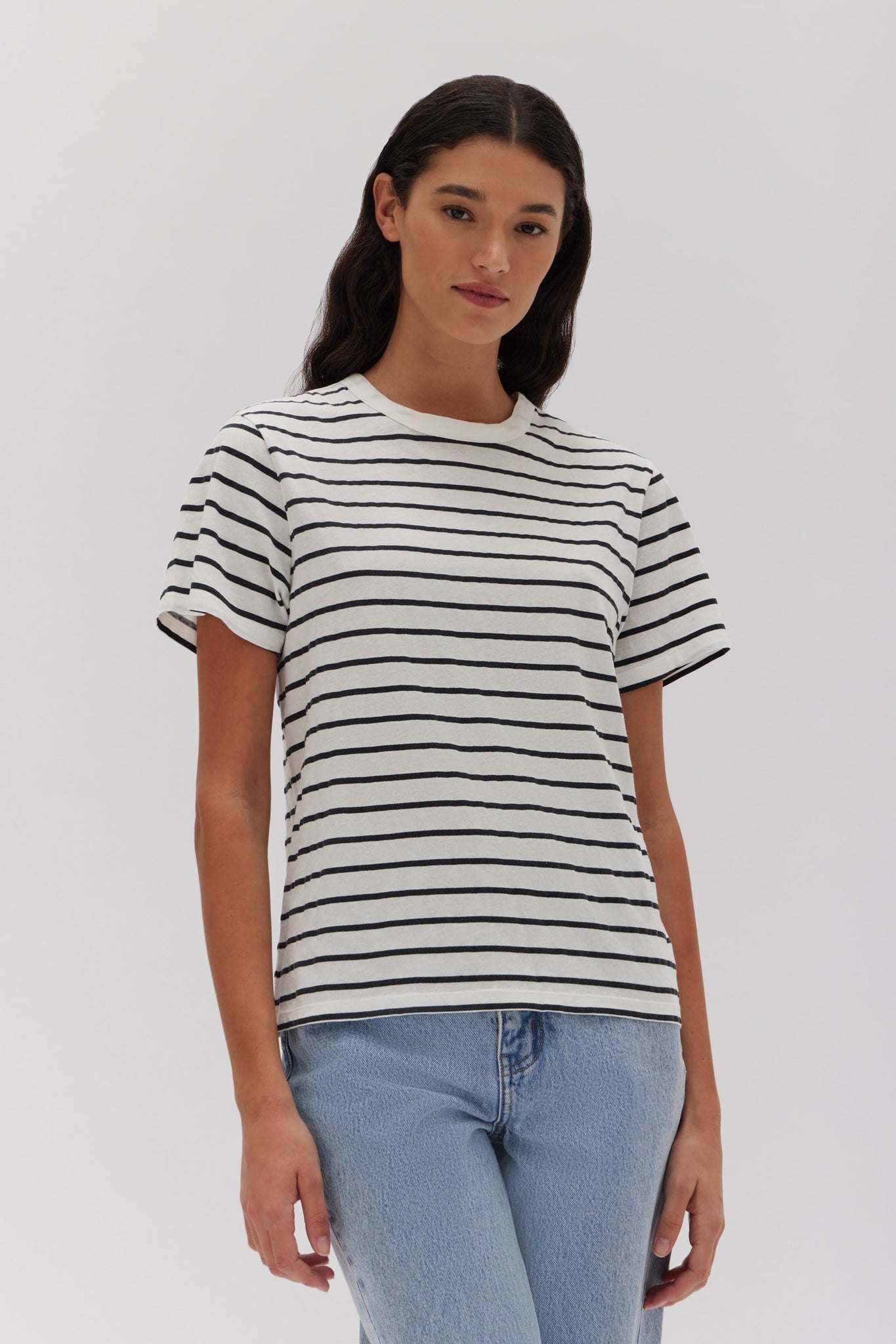 Womens Organic Rhode Short Sleeve Tee - Navy Stripe