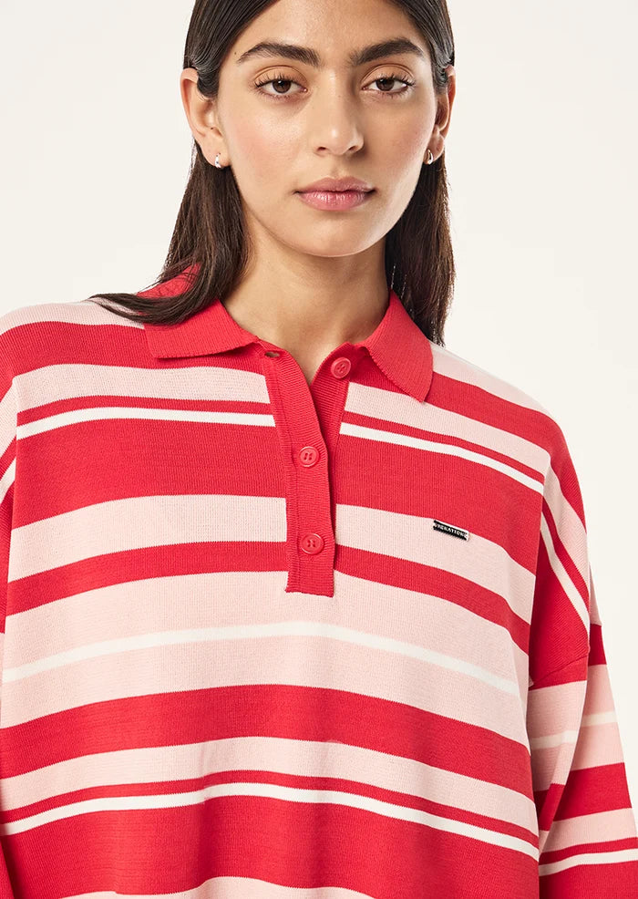 Strata Rugby Knit - Strawberry Stripe