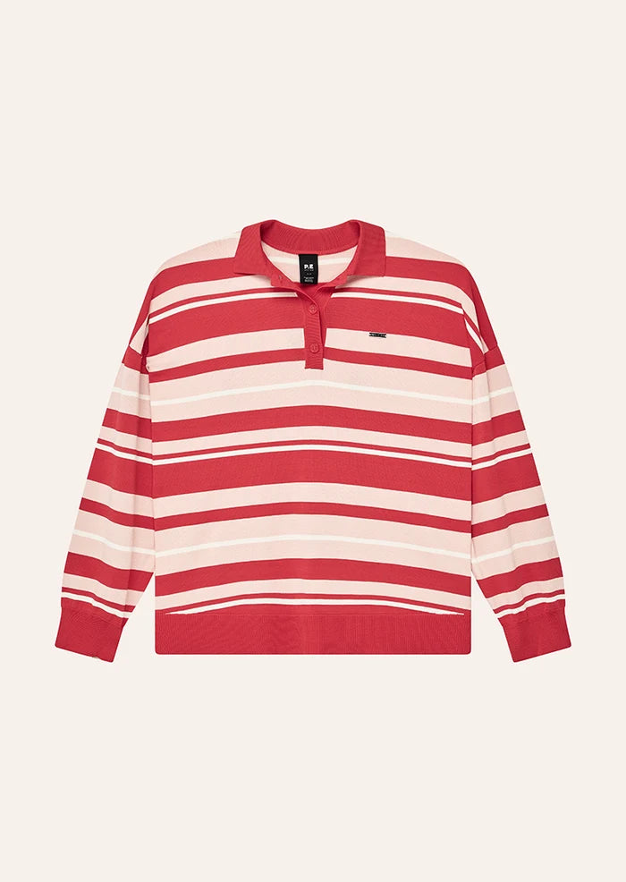 Strata Rugby Knit - Strawberry Stripe