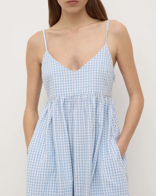Ainslee Midi Dress - Blue Check