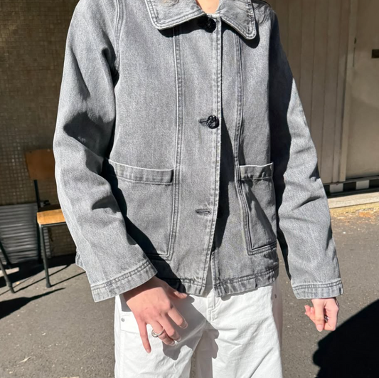 Cropped Pea Jacket - Stone