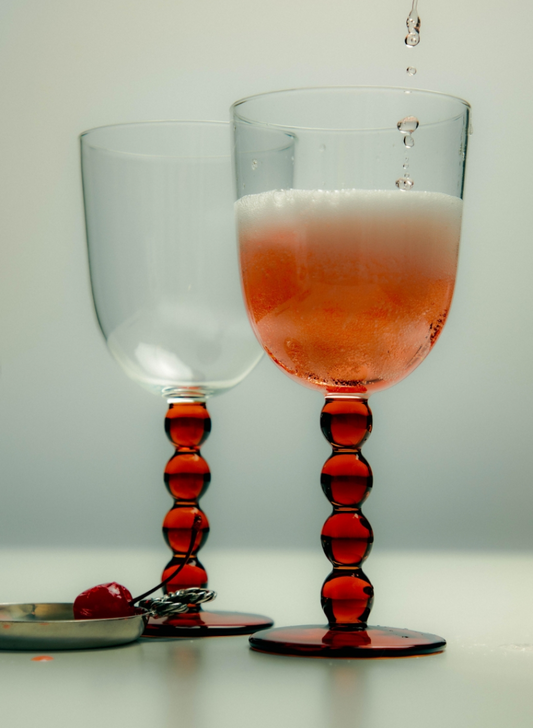 Volute Wine Glasses Set x 2 - Amber/Clear