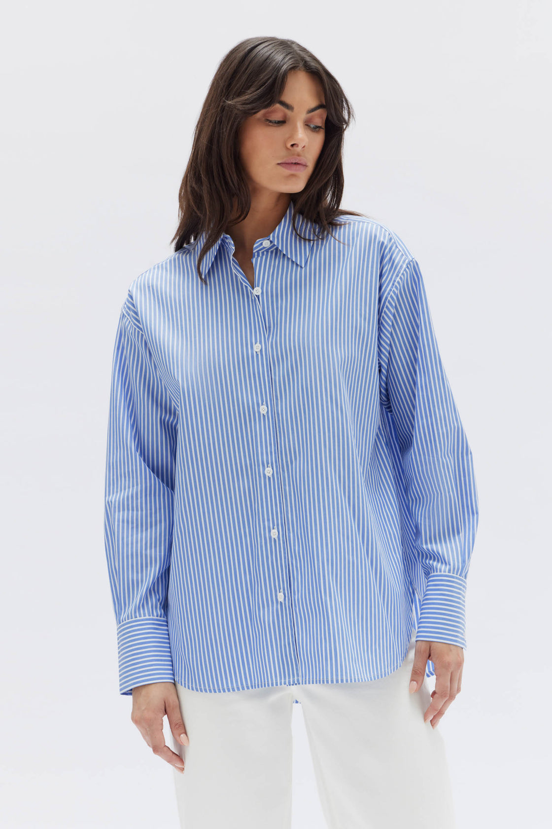 Signature Poplin Shirt - Blue White Stripe