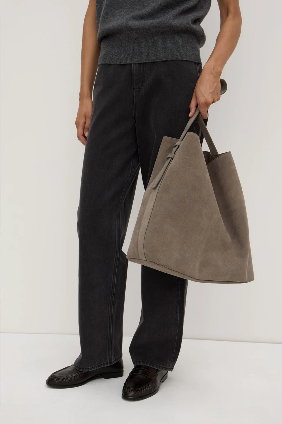 Sonny Suede Shoulder Bag - Ash